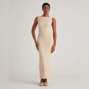 Cotton Cashmere Ribbed Sleeveless Midi Dress